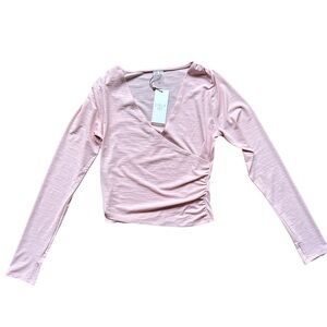 Calia Pink Long Sleeve Wrap Top NWT